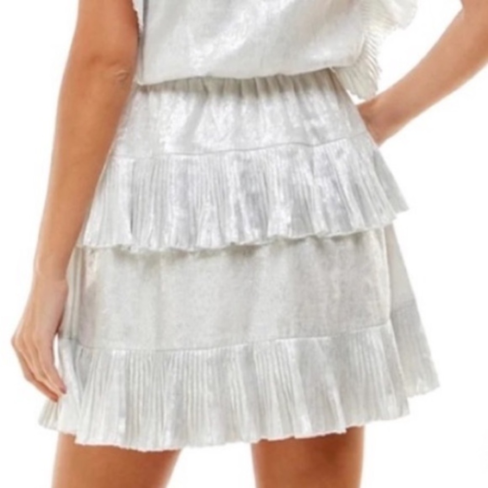 TCEC silver ruffle mini dress, size large